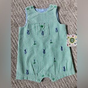 Little Me Green and White Striped and Golf bag Embroidering